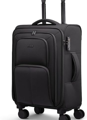 LOVEVOOK Carry On Luggage 22x14x9 Airline Approved, 22 Inch Softside Suitcases with Spinner Wheels, Lightweight Carry-on Suitcase with TSA Lock for Women Men, Large Luggage for Travel Business Trip
