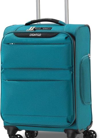 LIGHTGO 20" Carry On Softside Luggage, Ultra Light, TSA Lock Turquoise | Water-resistant polyester, silent 360° spinner wheels, wet-dry separation, TSA-Approve lock, compression straps