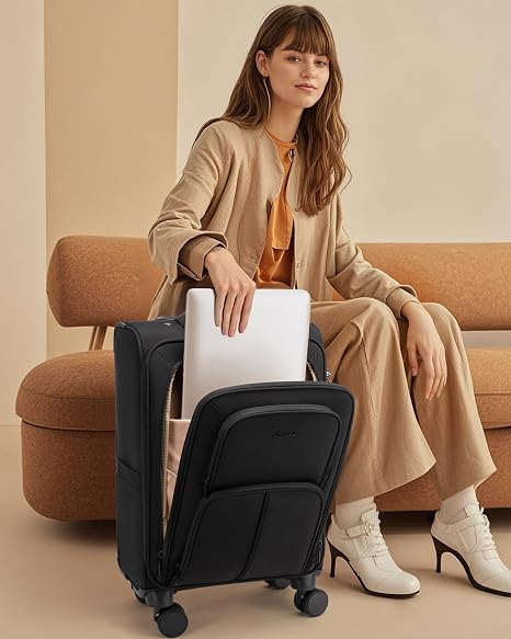 LOVEVOOK Carry On Luggage 22x14x9 Airline Approved, 22 Inch Softside Suitcases with Spinner Wheels, Lightweight Carry-on Suitcase with TSA Lock for Women Men, Large Luggage for Travel Business Trip - Image 5