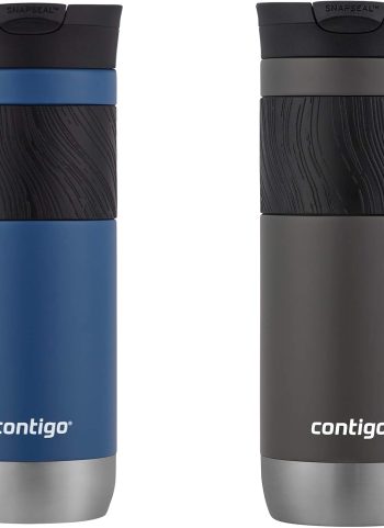 Contigo Byron Vacuum-Insulated Travel Mug, Sake & Blue Corn, 20oz, 2-Count Leak-Proof Lid, Thermalock Insulation, Hot 7 Hrs or Cold 18 Hrs, One-Handed Drinking